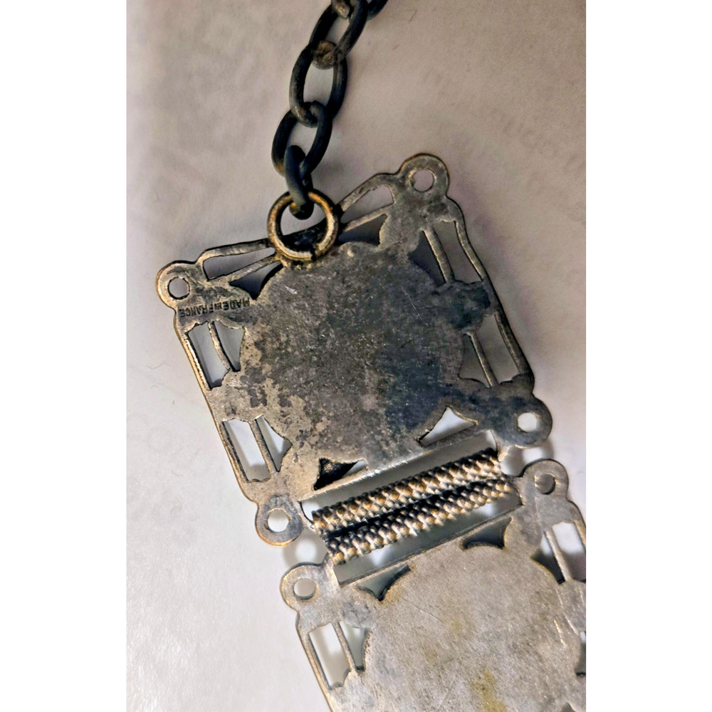 Vintage Egyptian Revival Panel Bracelet Silver Tone Scarabs Pharoah Elephants - Picture 11 of 13